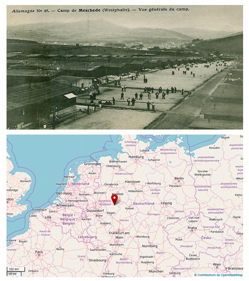 Meschede (Westphalie, Allemagne) - Vue du camp dans lequel Joseph Jaureguiber fut interné. Photo : Comité International de  la Croix-Rouge https://grandeguerre.icrc.org/fr/PostCards/de
